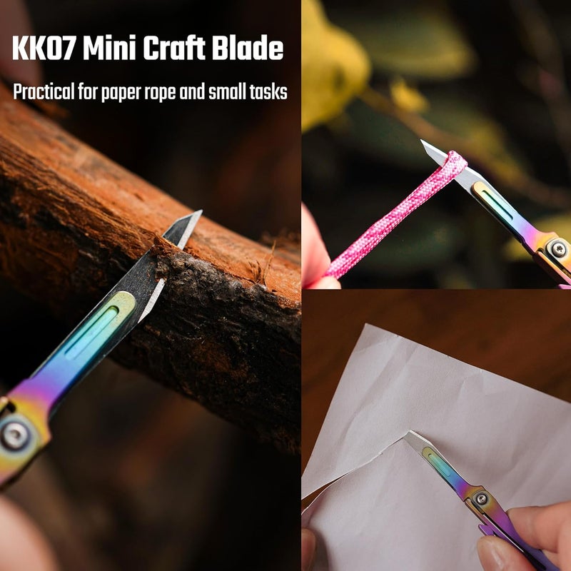 KeyUnity KK07 Rainbow Precision Craft Utility Blade Titanium Handle Mini Cutting Tool for Arts Crafts DIY Projects Paper Cardboard Fabric and Hobby Use with Replaceable Blade - Image 3